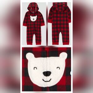 NWT Carter's Just One You Baby Bear Buffalo Check Jumpsuit